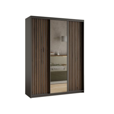 Szafa Przesuwna ORRA 150 cm z Lustrem Szafa Trzydrzwiowa z Szufladami