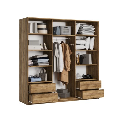 Szafa Przesuwna ORRA 180 cm z Lustrem Szafa Trzydrzwiowa z Szufladami