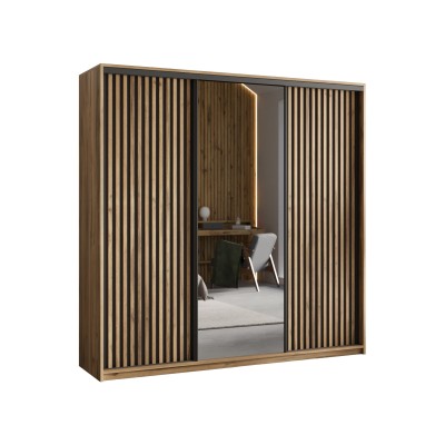 Szafa Przesuwna ORRA 180 cm z Lustrem Szafa Trzydrzwiowa z Szufladami