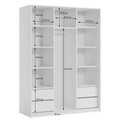 Szafa Przesuwna VONTE 180 cm Szafa Trzydrzwiowa z Szufladami