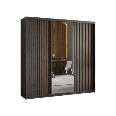 Szafa Przesuwna ORRA 200 cm z Lustrem Szafa Trzydrzwiowa z Szufladami