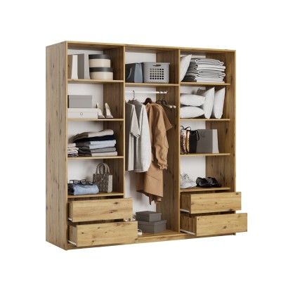 Szafa Przesuwna ORRA 200 cm z Lustrem Szafa Trzydrzwiowa z Szufladami