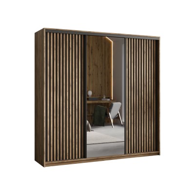 Szafa Przesuwna ORRA 200 cm z Lustrem Szafa Trzydrzwiowa z Szufladami