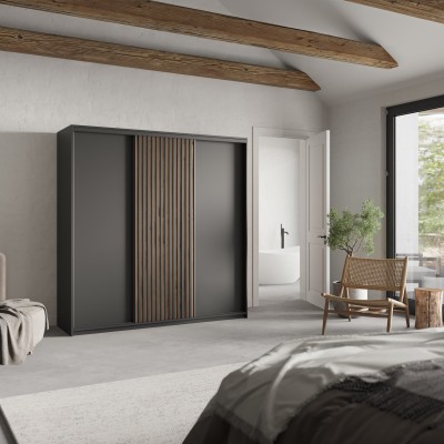 Szafa Przesuwna VONTE 200 cm Szafa Trzydrzwiowa z Szufladami