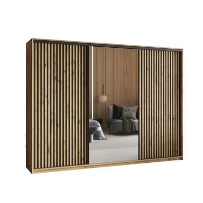 Szafa Przesuwna ORRA 250 cm z Lustrem Szafa Trzydrzwiowa z Szufladami