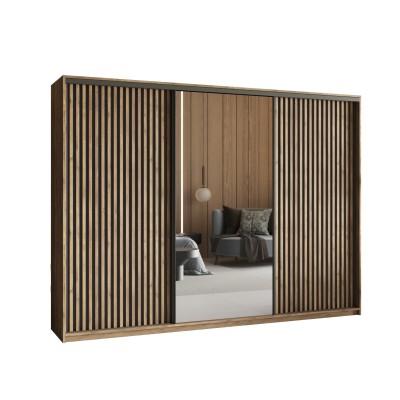 Szafa Przesuwna ORRA 250 cm z Lustrem Szafa Trzydrzwiowa z Szufladami