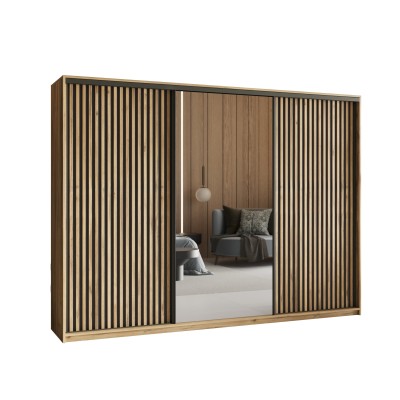 Szafa Przesuwna ORRA 250 cm z Lustrem Szafa Trzydrzwiowa z Szufladami