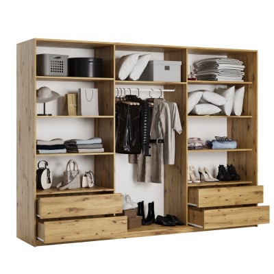 Szafa Przesuwna VONTE 270 cm Szafa Trzydrzwiowa z Szufladami