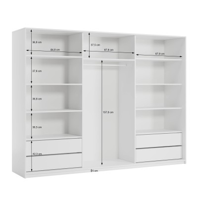 Szafa Przesuwna VONTE 270 cm Szafa Trzydrzwiowa z Szufladami