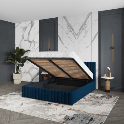 Łóżko tapicerowane CARMIA – Tkanina pluszowa – kolor: Kronos