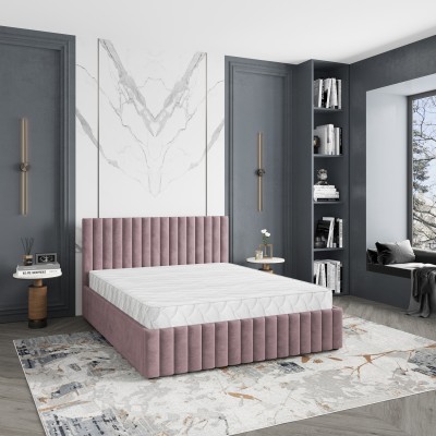 Łóżko tapicerowane CARMIA – Tkanina pluszowa – kolor: Kronos