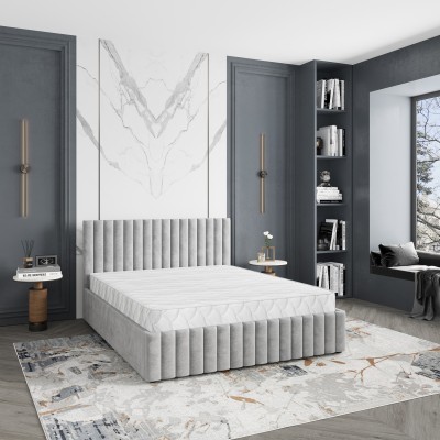 Łóżko tapicerowane CARMIA – Tkanina pluszowa – kolor: Paros