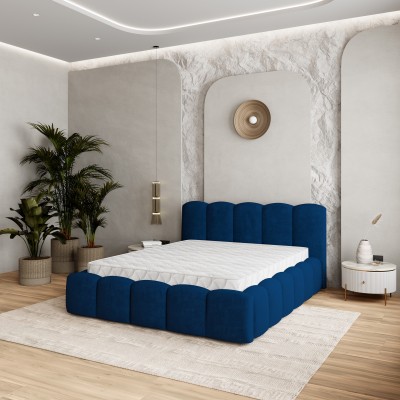 Łóżko tapicerowane FALINA – Tkanina pluszowa – kolor: Kronos