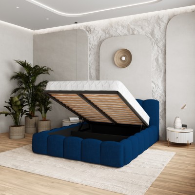 Łóżko tapicerowane FALINA – Tkanina pluszowa – kolor: Kronos