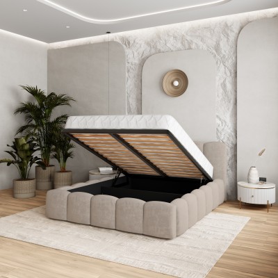 Łóżko tapicerowane FALINA – Tkanina pluszowa – kolor: Paros