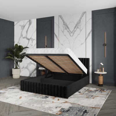 Łóżko tapicerowane CARMIA – Tkanina pluszowa – kolor: Kronos