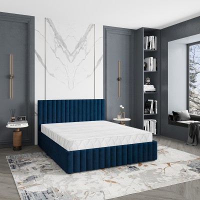 Łóżko tapicerowane CARMIA – Tkanina pluszowa – kolor: Kronos