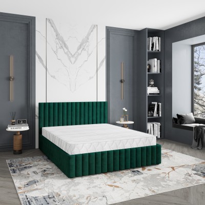 Łóżko tapicerowane CARMIA – Tkanina pluszowa – kolor: Kronos