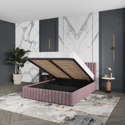 Łóżko tapicerowane CARMIA – Tkanina pluszowa – kolor: Kronos