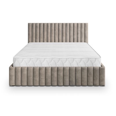 Łóżko tapicerowane CARMIA – Tkanina pluszowa – kolor: Paros