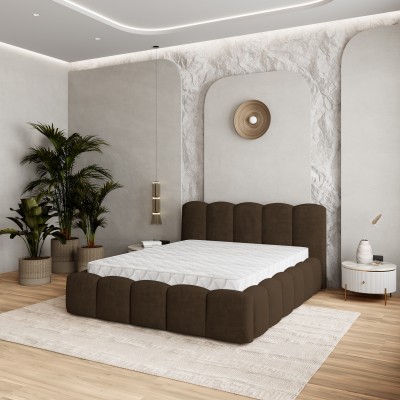 Łóżko tapicerowane FALINA – Tkanina pluszowa – kolor: Kronos