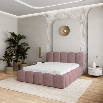 Łóżko tapicerowane FALINA – Tkanina pluszowa – kolor: Kronos