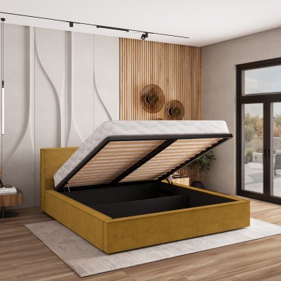 Łóżko tapicerowane CELORA – Tkanina sztruksowa – kolor: Poso