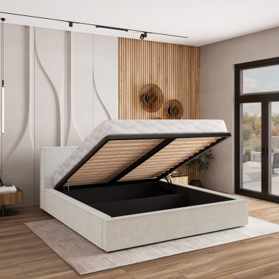 Łóżko tapicerowane CELORA – Tkanina sztruksowa – kolor: Poso