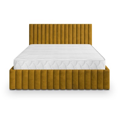 Łóżko tapicerowane CARMIA – Tkanina pluszowa – kolor: Kronos