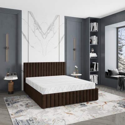 Łóżko tapicerowane CARMIA – Tkanina pluszowa – kolor: Kronos