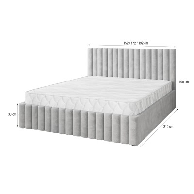 Łóżko tapicerowane CARMIA – Tkanina pluszowa – kolor: Kronos