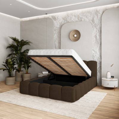 Łóżko tapicerowane FALINA – Tkanina pluszowa – kolor: Kronos