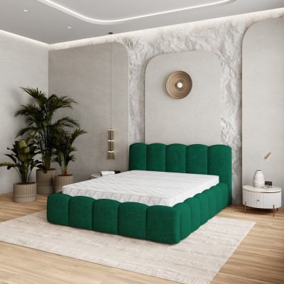 Łóżko tapicerowane FALINA – Tkanina pluszowa – kolor: Kronos