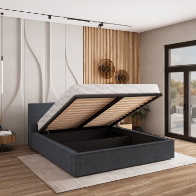 Łóżko tapicerowane CELORA – Tkanina sztruksowa – kolor: Poso