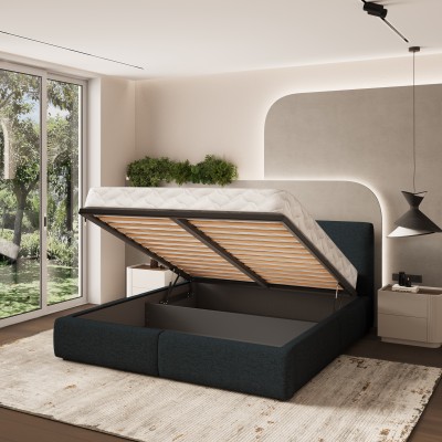 Łóżko tapicerowane FELURO – Tkanina plecionka – kolor: Neve