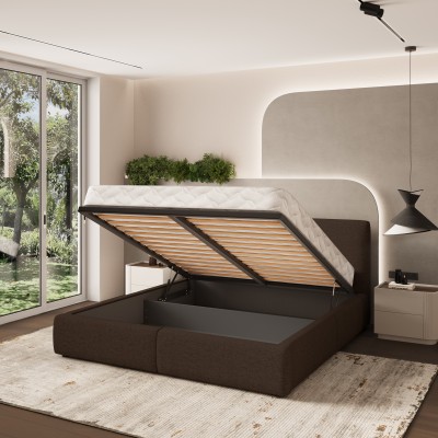 Łóżko tapicerowane FELURO – Tkanina plecionka – kolor: Neve