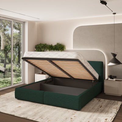 Łóżko tapicerowane FELURO – Tkanina plecionka – kolor: Neve