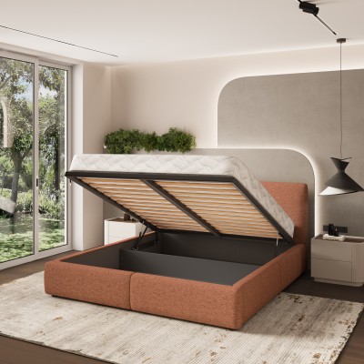 Łóżko tapicerowane FELURO – Tkanina plecionka – kolor: Neve