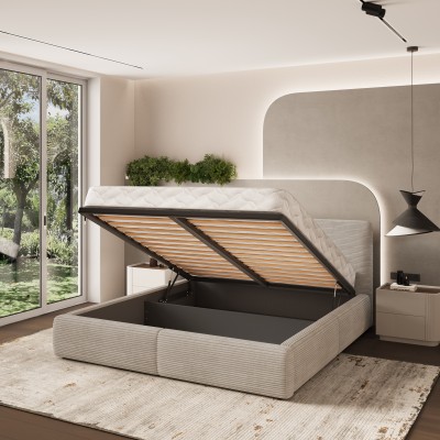 Łóżko tapicerowane FELURO – Tkanina sztruksowa – kolor: Poso