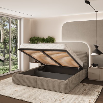 Łóżko tapicerowane FELURO – Tkanina sztruksowa – kolor: Tilia