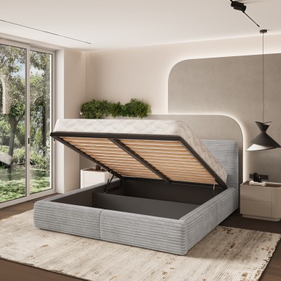 Łóżko tapicerowane FELURO – Tkanina sztruksowa – kolor: Tilia