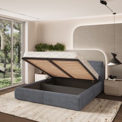 Łóżko tapicerowane FELURO – Tkanina sztruksowa – kolor: Tilia