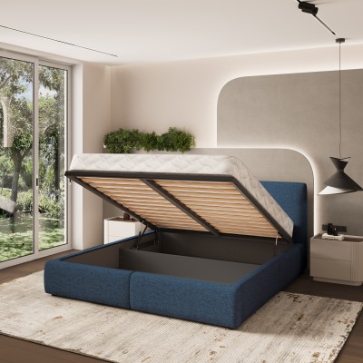 Łóżko tapicerowane FELURO – Tkanina plecionka – kolor: Neve