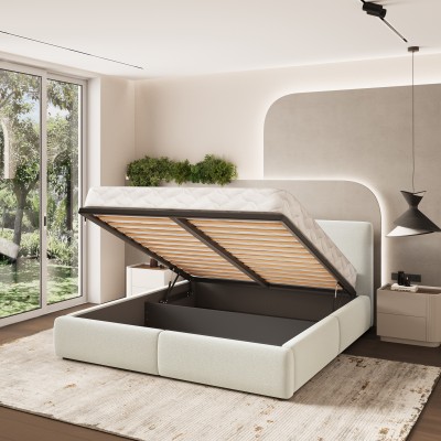 Łóżko tapicerowane FELURO – Tkanina plecionka – kolor: Soro