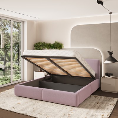 Łóżko tapicerowane FELURO – Tkanina plecionka – kolor: Soro