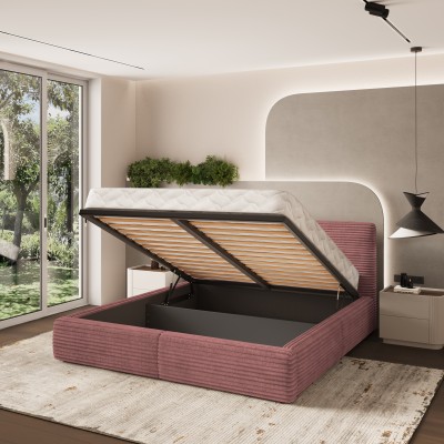 Łóżko tapicerowane FELURO – Tkanina sztruksowa – kolor: Tilia