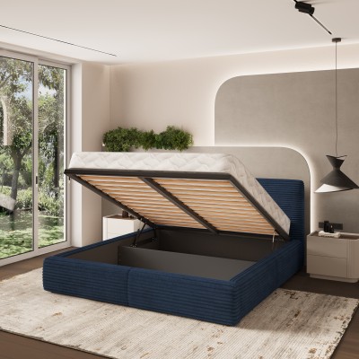 Łóżko tapicerowane FELURO – Tkanina sztruksowa – kolor: Tilia