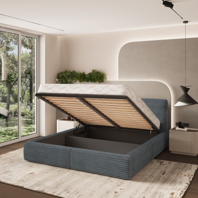 Łóżko tapicerowane FELURO – Tkanina sztruksowa – kolor: Tilia