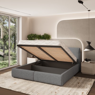 Łóżko tapicerowane FELURO – Tkanina plecionka – kolor: Neve