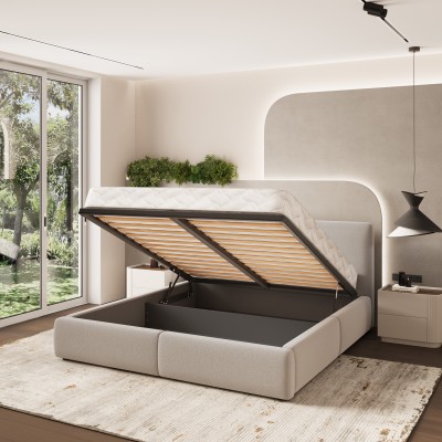 Łóżko tapicerowane FELURO – Tkanina plecionka – kolor: Soro